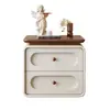 Mesa de Cabeceira Usada para Quarto de Casa 2026 Novo Modelo Creme Luxo Leve High-End Madeira Maciça Pequeno Armário de Armazenamento de Cabeceira