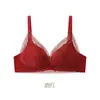 Conjunto de Sutiã Sexy Renda Francesa Coração Doce para Seios Pequenos Push-up Aumenta o Volume dos Seios Suporte Previne a Flacidez Sem Aro Puro Desejo para Mulheres