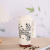 Taza de café de lirio de los valles montada en el automóvil, taza doble portátil para beber con cuerda de elevación, taza térmica de acero inoxidable 316, taza de agua de alto valor de color