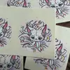 Gran Venta Tíbet Nepal Thangka Puro Pintado a Mano Zorro de Nueve Colas 2.0 Núcleo de Tarjeta