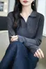Suéter de punto para mujer con cuello polo medio abierto, nuevo suéter pullover de manga larga para principios de otoño, a rayas, corte ajustado, moderno, versátil y adelgazante