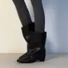 Botas de estilo retrô, com corte solto, de comprimento até a panturrilha, nova coleção outono/inverno 2026, modernas e elegantes, com salto grosso e bico fino, botinhas femininas