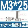 Tornillo Hexagonal Exterior de Acero Inoxidable 316 Perno Hexagonal Exterior M3M4M5M6M8M10M12M14M16M18M20M24