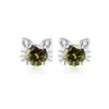 Pendientes de botón de plata S925 imitación de gato con diamantes, pequeños, exquisitos y lindos, con piedras de moissanita de imitación, superventas en transmisiones en vivo de Xiaohongshu
