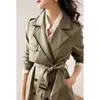 Trench coat de alta qualidade estilo britânico para mulheres, novo casaco fino de comprimento médio para primavera e outono de 2026 para o início do outono, roupas femininas da moda