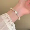 Pulsera de Concha y Perla de Lujo Ligero Estilo Coreano con Diamantes para Mujer, Moderna y Sencilla, Elegante y Hermosa, Joyería Versátil y Exquisita