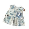 Conjunto de Colete Estilo Chinês Infantil Verão 2025 Panda Shorts Respiráveis que Absorvem o Suor Conjunto de Duas Peças Roupa de Verão para Meninos