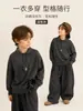Suéter retro de estilo coreano para niños con cuello de solapa, otoño e invierno 2026, holgado, casual, cálido, prenda de punto para niños mayores