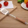 Juego de Utensilios de Cocina de Acero Inoxidable para Espátula al por Mayor con Mango de Madera de Haya Antiescaldante, Cuchara para Sopa, Espumadera, Cuchara para Arroz, Espátula para Freír, Espátula para Cocinar