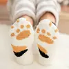 Meias de Lã Coral Espessas Meias de Tapete Meias de Dormir Patas de Gato Lua Meias Quentes Meias de Casa Inverno