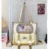 Bolsa transversal fofa color block, fresca e simples, para garota universitária, bolsa de ombro tipo tote japonesa estilo ins de grande capacidade para a aula
