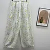Calça de Pijama de Seda de Algodão para Mulheres, Estilo Fino para Primavera e Verão, Tamanho Grande, Caimento Solto, Calça de Perna Larga de Algodão Artificial, Pode Ser Usada Fora de Casa, Versátil, Cintura Alta, Leve