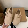 Novos Sapatos Slip-On de Outono e Inverno com Tira no Calcanhar, Estilo Preguiçoso, Biqueira Larga, Sapatos Femininos Estilo Birkenstock