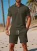 Conjunto de Dos Piezas Casual Versátil de Verano para Hombre Estilo Nuevo Europeo y Americano 2025 Moda Camisa Polo y Shorts Tendencia Transfronteriza