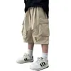 Bermudas Cargo para Meninos Verão Atacado Nova Marca Tendência Calças de Verão Infantis Soltas Meninos Comprimento Médio Roupa Externa Fina
