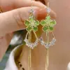 Serie de Piedras Ojo de Gato Pendientes Geométricos Florales de Lujo Ligero Nuevo Estilo Elegantes Franceses Zirconia Pendientes de Gota de Agua Hoja