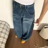 Jeans Scimitar Lavado Americano para Mulheres Outono 2025 Novo Cintura Alta Slim e com Caimento Solto Reta Calças Foice