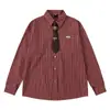 2025 Otoño Nuevo Estilo Coreano Camisas Sueltas Casuales a Cuadros con Corbata para Hombres y Mujeres, Tops de Diseño Nicho