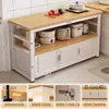 Prateleira de Cozinha Multifuncional Mesa de Corte de Legumes Bancada Armário de Chão Multicamadas Armazenamento de Micro-ondas Armário Lateral Doméstico