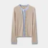 Cardigan de Tricô Customizado AC Início do Outono Falso Duas Peças Color Block Slim Fit Manga Longa Tricô Fino de Lã