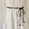 Cinto Trançado Boêmio para Mulheres, Corrente Decorativa de Cintura para Vestido, Corda de Cintura com Borla, Cinto de Cintura Versátil Estilo Étnico