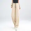 Pantalones Casuales de Cintura Alta con Bloques de Color para Mujer, Pantalones Deportivos Largos de Pierna Ancha Sueltos y Delgados de Verano, Pantalones de Chándal Rayados Adelgazantes de Alta Gama al por Mayor