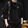Moletom masculino de marca americana de moda de rua, para primavera e outono, estampado, moderno, simples, solto, gola redonda, manga longa