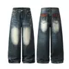 Jia Yi Ku Marca da Moda 2026 Novos Jeans Lavados com Bigodes Estilo Retrô Americano Lenço com Estampa de Leopardo Calças de Cintura Alta Personalizadas