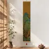 Decoración de Pared Antigua Estilo Chino con Cortinas de Bambú y Pinturas Colgantes para Salas de Estudio y Salas de Té, Presentando Estética de la Dinastía Song, Mobiliario Suave y Escena de Caligrafía Tradicional China