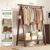 Cabide de Madeira Maciça de Chão Cabide de Roupa Quarto Porta Casaco Doméstico Madeira Cabideiro Simples para Secar Roupa Interno