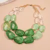 Collar de Perlas con Cuentas de Vidrio Acrílico Transfronterizo Europeo y Americano, Cadena Versátil para Suéter, Collar de Lujo Ligero de Alta Gama para Mujer