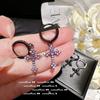 Pendientes de cruz con gemas moradas de uva de Lolita, Xinghe, chapados en oro brillante de 18 quilates, con circonita negra piano