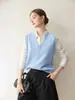 Chaleco de Cachemira Versátil Casual Estilo Coreano Sensación de Alta Gama para Mujer de Punto con Cuello en V Sin Mangas Prenda Interior para Superponer Chaleco de Lana