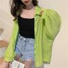 Roupa Protetora do Sol Cardigã Externo Fino de Verão Feminino Jaqueta Camisa Branca Camisa de Chiffon Estilo Coreano Top Preguiçoso de Manga Comprida