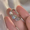 Conjunto de Anillos de Zirconia Luna Azul Amor Transfronterizo Anillo Pulsera Personalizado para Mujer Lujo Ligero Diseño de Nicho Venta al por Mayor