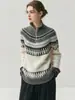 Nuevo suéter de jacquard de cachemira para otoño e invierno 2026, grueso y de corte holgado, suéter de mujer con media cremallera, tejido de punto de estilo retro y casual