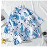 Camisas Coreanas Retro Hawaianas de Manga Corta para Hombre y Mujer Estilo Hong Kong Chic Holgadas para Pareja Playa Marítima Coloridas Modernas