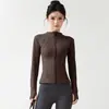 Conjunto de Fitness con Sensación de Segunda Piel Chaqueta con Cuello Alto, Cierre Completo y Manga Larga Pantalones Skinny Elásticos de Cintura Alta Ropa de Entrenamiento al Aire Libre para Yoga