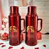 Dote de casamento garrafa térmica isolada garrafa térmica de aço inoxidável vermelha pote térmico vermelho suprimentos de casamento