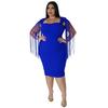 N7791 Vestido Feminino Plus Size Europeu e Americano Transfronteiriço Novo Wish Sexy Franja Sem Mangas Elegante Vestido Slim-fit