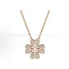 Collar de Trébol de Cuatro Hojas de Shijia con Acabado de Alta Gama, Exquisito y Versátil, Cadena para Clavícula con Diamantes Completos, Estilo de Pareja, Transfronterizo