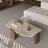 Mesa de Centro Irregular de Travertino Estilo Wabi-Sabi para Sala de Estar de Casa Mesa de Chá Criativa de Ardósia para Pousadas, Hotéis, Recepção e Uso Infantil