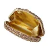 Nuevo Bolso de Cena Incrustado con Diamantes Transfronterizo Caja Dura Metálica Hueca Bolso de Diamantes Bolso de Mano para Vestido de Banquete de Comercio Exterior
