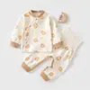Conjunto de Ropa de Otoño Sin Costuras para Recién Nacidos, Clase A, 100% Algodón, Suave y Amigable con la Piel para Bebés, Manga Larga y Pantalones para Primavera y Otoño