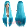 Peluca de Cosplay Bidimensional para Mujer, Cabello Largo, Estilo Anime, Negra, Morada, Roja, Colorida, Blanca, 100 cm, Cabello Largo Recto Negro, Peluca de Cabeza Completa