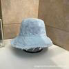 Chapéu de Pescador Vintage Lavado com Borda Crua para Mulheres, Primavera e Verão, Fino, Estilo Japonês, Versátil, Chapéu com Aba Larga para Proteger do Sol, Chapéu de Balde Liso