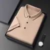 Camiseta de Manga Corta de Fibra de Poliéster para Hombre Verano Nuevo Estilo Camisa Polo de Negocios con Cuello Camisero Camiseta de Manga Media para Papá de Mediana Edad