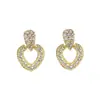 Pendientes de Alta Gama de Moda Coreana Diseño Coreano Pendientes Huecos de Corazón con Diamantes Lujo Accesible Pendientes de Nicho para Mujer