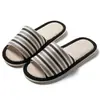 Pantuflas de Lino a Rayas de Colores para Hombre, Transpirables y Silenciosas para Todas las Estaciones, Pantuflas de Algodón y Lino Antideslizantes para el Suelo de Interior para Pareja, Verano