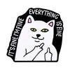 Broche de metal esmaltado con forma de gato transfronterizo, insignia animal creativa de letra inglesa, decoración versátil para mochilas y chaquetas